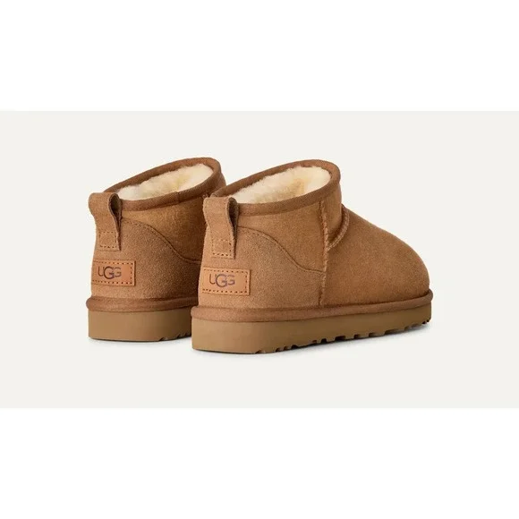 NEW UGG Classic Ultra Mini Boots Chestnut Shearling Size 5 - Women's - Picture 4 of 7